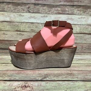 Elizabeth & James Brown Leather Bax Platform Sandals